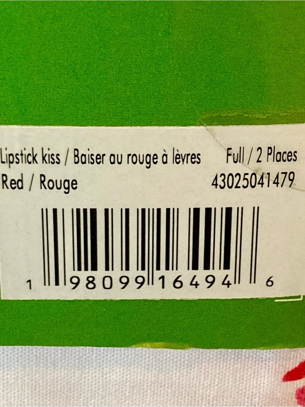 NWT kate spade New York White Sheet Set with Red Lips and Black Lipstick Print